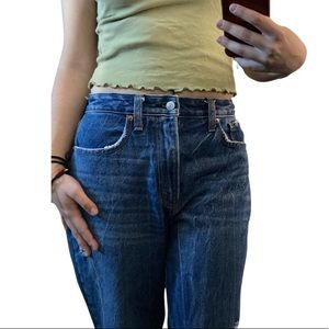 Abercrombie and fitch curvy high rise mom dark wash jeans